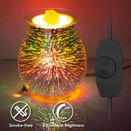 3D Fireworks Glass Wax Warmer Electric Wax Burner