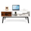 Rectangular Wooden Coffee Table with Drawer and Open Storage Shelf