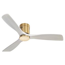 Low Profile Ceiling Fan DC 3 Solid Wood Fan Blade Noiseless Reversible Motor Remote Control With Light