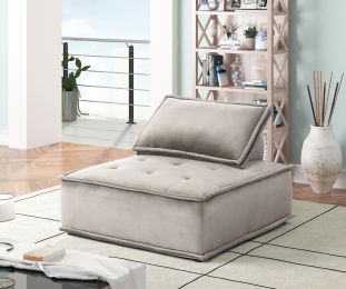 Anna Light Gray Velvet Armless Lounge Chair