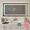 55 in. W x 30 in. H LED Large Rectangular Frameless Anti-Fog Bathroom Mirror Front & Backlit