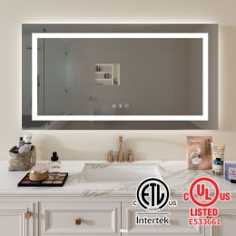 55 in. W x 30 in. H LED Large Rectangular Frameless Anti-Fog Bathroom Mirror Front & Backlit