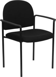 Black Fabric Comfortable Stackable Steel Side Chair with Arms [BT-516-1-BK-GG]