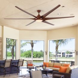 100" Ceiling Fans with Lights and Remote; Large Walnut Ceiling Fan; 5-Speed; 3000K-6000K Color Changeable