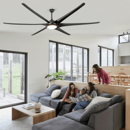 100" Ceiling Fans with Lights and Remote; Large Black Ceiling Fan; 5-Speed; 3000K-6000K Color Changeable