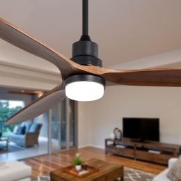 Ceiling Fan With Lights 3 Carved Wood Fan Blade Noiseless Reversible Motor Remote Control (Will be arrived in next 10 days)