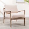 Wood Frame Armchair; Easy Assembly Mid Century Modern Accent Chair Lounge Chair for Living Room; Bedroom; Home Office; Tan Linen