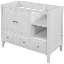 36&quot; Bathroom Vanity Base Only; Solid Wood Frame and MDF Boards; White