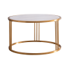 Sintered stone round coffee table with golden stainless steel frame