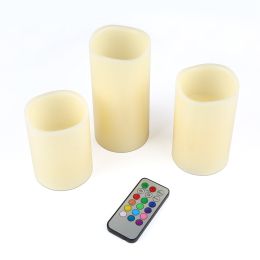 3Pcs Flameless Candles Votive Candles Wireless Battery Operated LED Flickering Candles w/ Remote Control Timer