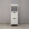 White Floor Cabinet with 2 Drawer Wooden Storage Cabinet Multifunctional Bathroom Storage Organizer Rack Stand