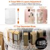 Rotating Makeup Organizer Clear Cosmetic Storage Rack Transparent Jewelry Display Box Case with 4 Trays One 17 Slot Top Shelf