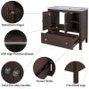 30&quot; Bathroom Vanity Base Only; Solid Wood Frame; Bathroom Storage Cabinet with Doors and Drawers; Brown