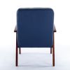 Mid Century Single Armchair Sofa Accent Chair Retro Modern Solid Wood Armrest Accent Chair, Fabric Upholstered Wooden Lounge Chair Navy