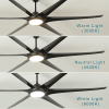 100" Ceiling Fans with Lights and Remote; Large Black Ceiling Fan; 5-Speed; 3000K-6000K Color Changeable