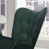 Modern Wingback Accent Armchair Living Room Tufted Velvet Upholstery; DARK GREEN