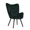 Modern Wingback Accent Armchair Living Room Tufted Velvet Upholstery; DARK GREEN