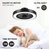 20 Inch Enclosed Bladeless Ceiling Fan With Lights(Black)