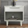 Modern Style Manufactured Wood One-Drawer Nightstand Side Table with Solid Wood Legs; White