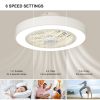 20 Inch Enclosed Bladeless Ceiling Fan With Lights(White)