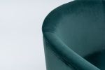 Velvet Accent Armchair Tub Barrel Chair With Gold Metal Legs; Dark Green