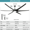 100" Ceiling Fans with Lights and Remote; Large Black Ceiling Fan; 5-Speed; 3000K-6000K Color Changeable