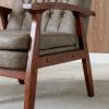 Mid Century Single Armchair Sofa Accent Chair Retro Modern Solid Wood Armrest Accent Chair, Fabric Upholstered Wooden Lounge Chair Khaki