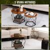 Set of 2 Modern Round Coffee Table with Pentagonal Steel Base