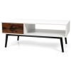 Rectangular Wooden Coffee Table with Drawer and Open Storage Shelf