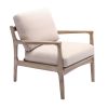 Wood Frame Armchair, Easy Assembly Mid Century Modern Accent Chair Lounge Chair for Living Room, Bedroom, Home Office,Tan Linen