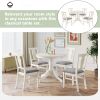 Mid-Century Wood 5-Piece Dining Table Set;  Round Kitchen Set with 4 Upholstered Dining Chairs for Small Places