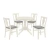 Mid-Century Wood 5-Piece Dining Table Set;  Round Kitchen Set with 4 Upholstered Dining Chairs for Small Places