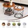 Set of 2 Modern Round Coffee Table with Pentagonal Steel Base