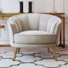 Modern Velvet Accent Barrel Chair Leisure Accent Chair Living Room Upholstered Armchair Vanity Chair for Bedroom Meeting Room; Beige