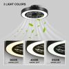 20 Inch Enclosed Bladeless Ceiling Fan With Lights(Black)