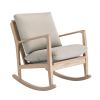 Solid Wood Rocking Chair; Linen Fabric Upholstered Comfy Accent Chair for Porch; Garden Patio; Balcony; Living Room and Bedroom; Beige