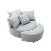 Orisfur. 360&deg; Swivel Accent Barrel Chair with Storage Ottoman &amp; 4 Pillows; Modern Linen Leisure Chair Round Accent for Living Room