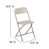 Herculesâ„¢ Series Plastic Folding Chair - Beige - 650LB Weight Capacity Comfortable Event Chair - Lightweight Folding Chair -