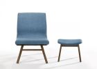 Modrest Whitney Modern Blue & Walnut Accent Chair & Ottoman