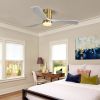 52 Inch Decorative LED Ceiling Fan With Dimmable 6 Speed Remote Silver 3 Solid Wood Blades Reversible DC Motor For Living Room