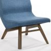 Modrest Whitney Modern Blue & Walnut Accent Chair & Ottoman