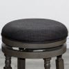 24" Counter Stool; Weathered Gray Finish; Charcoal Fabric Seat