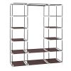 69" Portable Clothes Closet Wardrobe Storage Organizer with Non-Woven Fabric Quick and Easy to Assemble Extra Strong and Durable Dark Brown