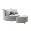 Orisfur. 360&deg; Swivel Accent Barrel Chair with Storage Ottoman &amp; 4 Pillows; Modern Linen Leisure Chair Round Accent for Living Room