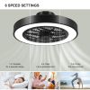 20 Inch Enclosed Bladeless Ceiling Fan With Lights(Black)