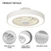 20 Inch Enclosed Bladeless Ceiling Fan With Lights(White)