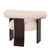 The Curved Wishbone Frame Accent Chair Teddy Velvet for Living Room, Beige