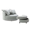 Orisfur. 360&deg; Swivel Accent Barrel Chair with Storage Ottoman &amp; 4 Pillows; Modern Linen Leisure Chair Round Accent for Living Room