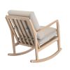 Solid Wood Rocking Chair; Linen Fabric Upholstered Comfy Accent Chair for Porch; Garden Patio; Balcony; Living Room and Bedroom; Beige