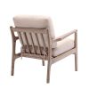 Wood Frame Armchair; Easy Assembly Mid Century Modern Accent Chair Lounge Chair for Living Room; Bedroom; Home Office; Tan Linen